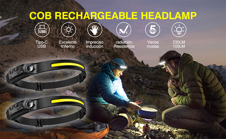 New Arrived High Quality 10 Light Mode USB Rechargeable with Sensor Function High Lumen Super Bright LED Headlamp for Emergency