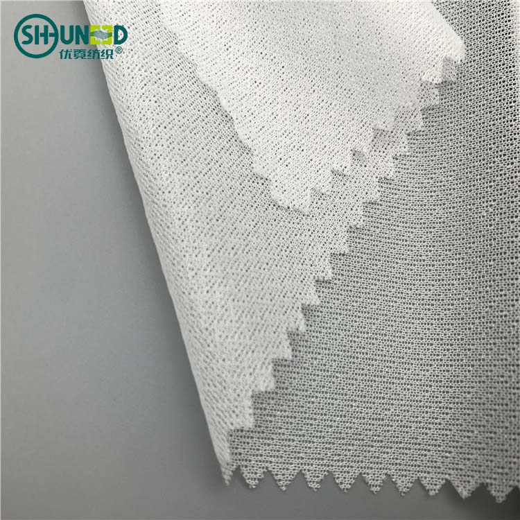 100% polyester fabric woven fusible and circular knitted interlining stretch interlining with double dot pa coating for garments