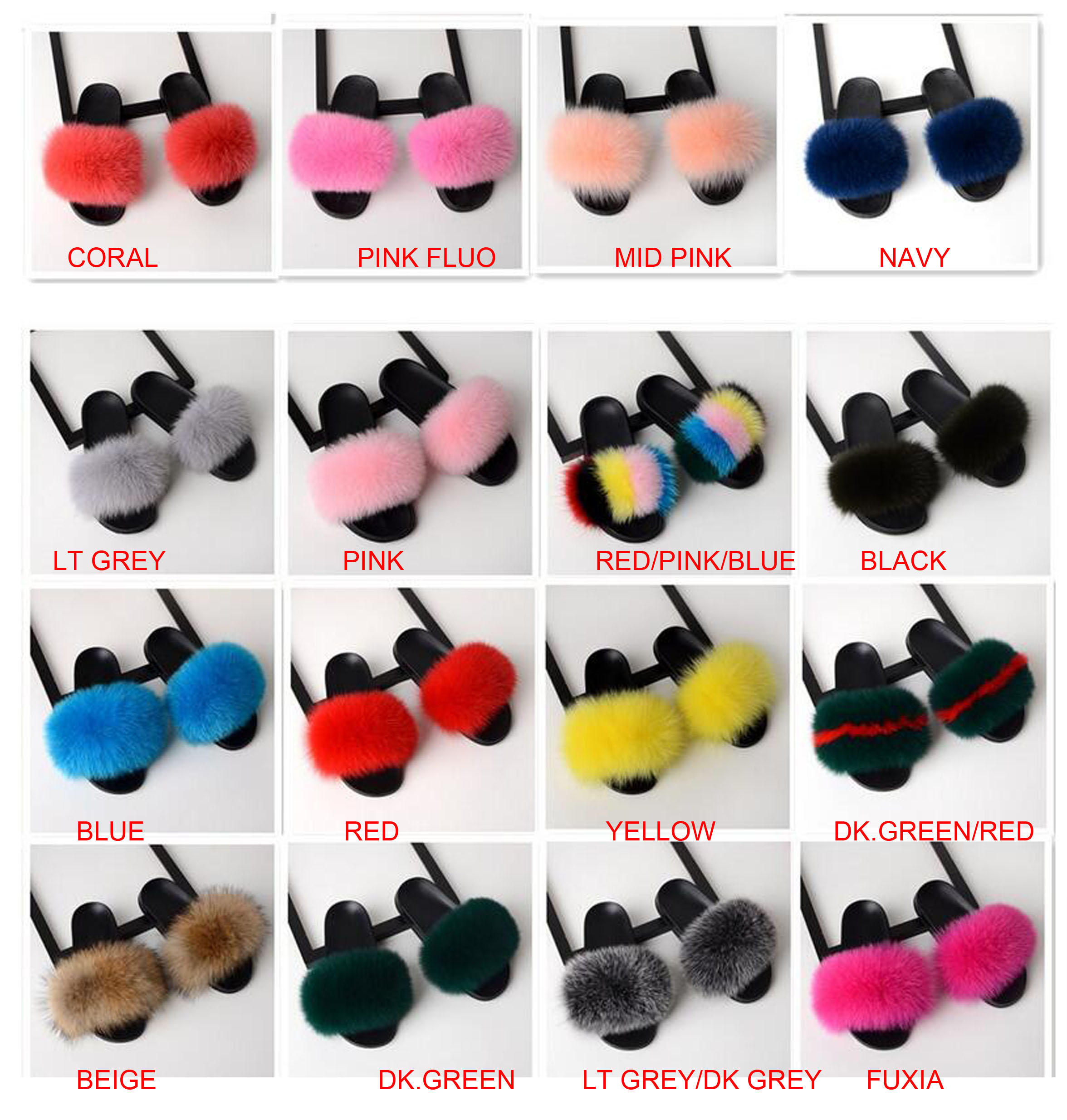 Ladies Fashion Indoor House Mink Sandals Wholesale Furry Plush Women Fox Fur Slide Slippers shoes with Purse
