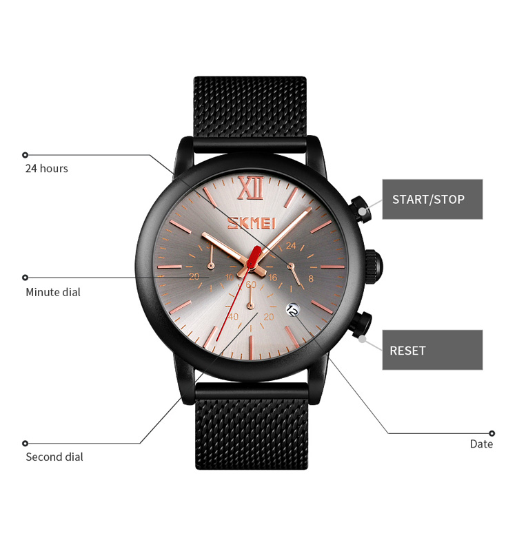 Brand your logo skmei 9203 stainless steel strap quartz men wristwatch waterproof 3ATM