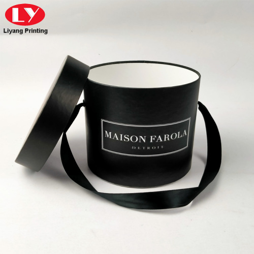 Black Cylinder Paper Round Box Package Custom Logo