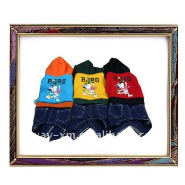 Popular red pet dog wear/dog clothes,made of cotton and jean cloth