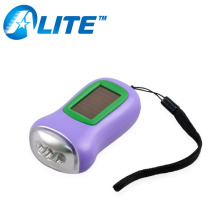 2 led Plastic solar manual rechargeable flashlight