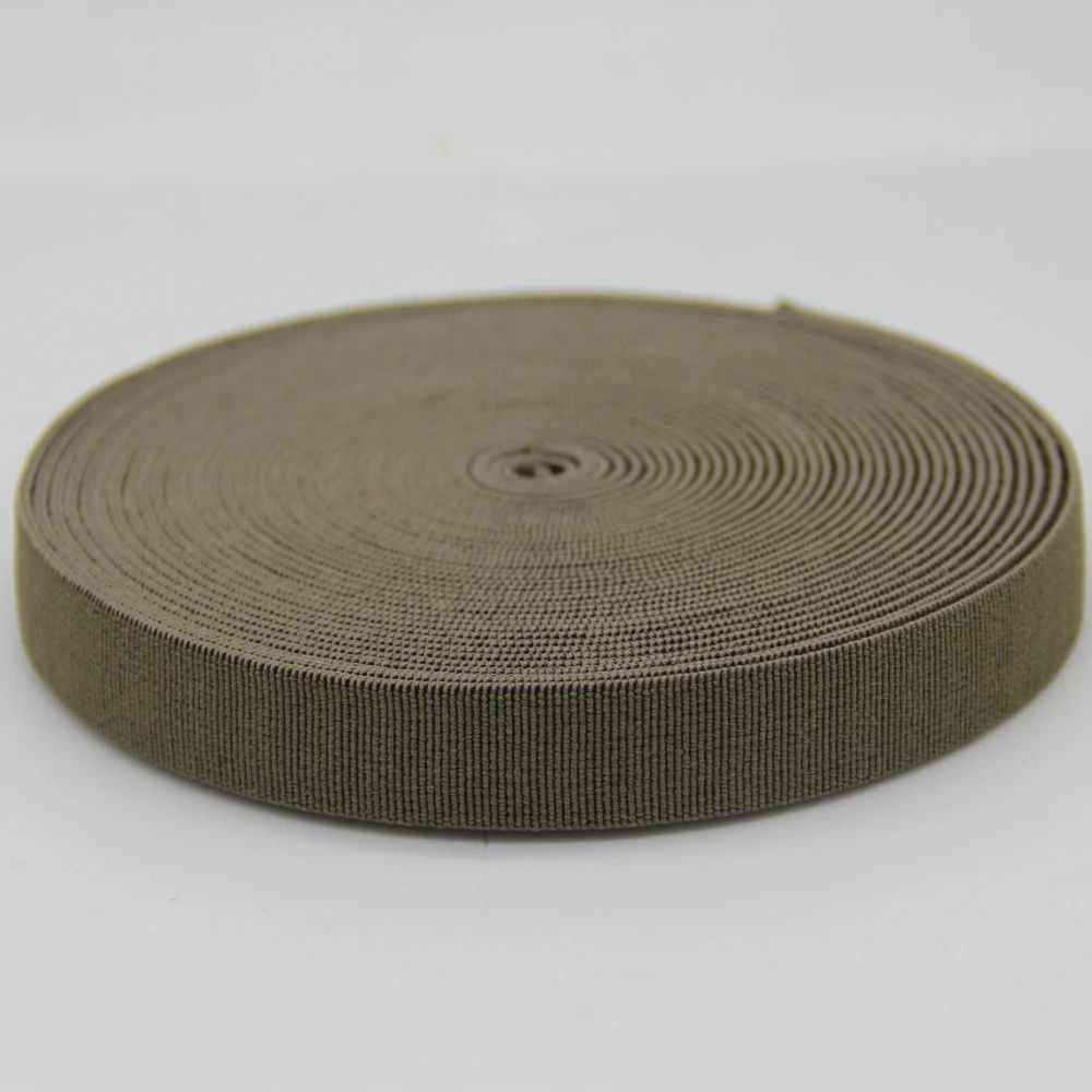20 mm Custom Brown Elastic Polyester / Nylon / Cotton Webbing / Ribbon for Belt / Bags