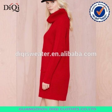 women red long tight sweater dress with pockets