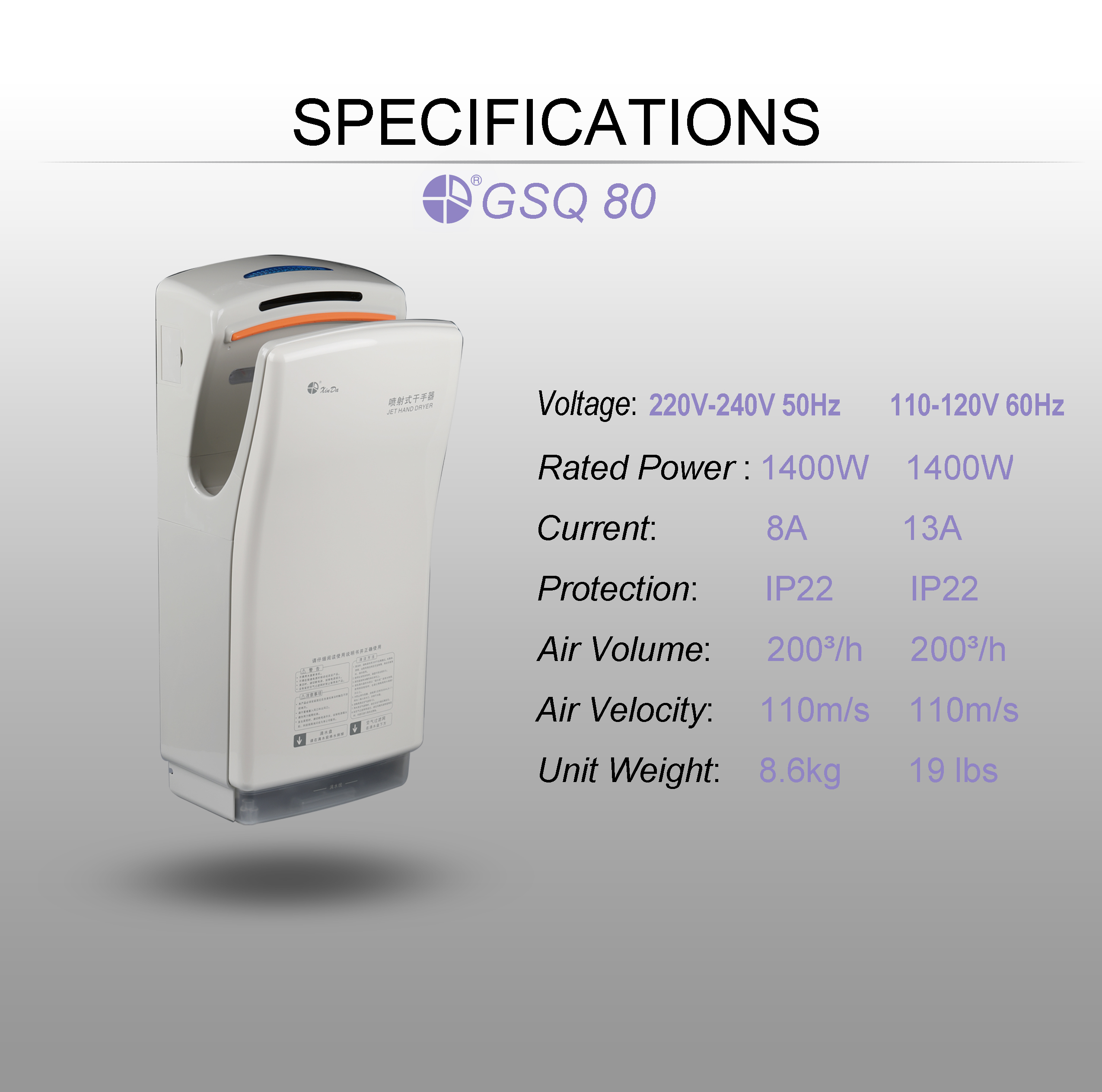CPU-gesteuerter Händetrockner mit Desinfektionsfunktion CPU-controlled hand dryer with disinfection function