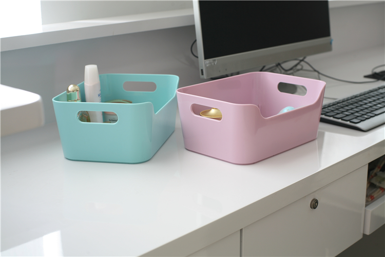 Factory direct-wholesale-Home Office plastic storage box Latch Box with carrying handle Sky blue pink customized OEM Blue