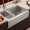 double bowl farmhouse kitchen sink with grid optional