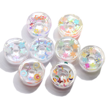 Hot Selling 100pcs / lot Schleim Charms Mixed Resin Candy Donut Perlen Schleim Perle Herstellung Lieferungen mit PVC Glitter gefüllte Haarnadel DIY