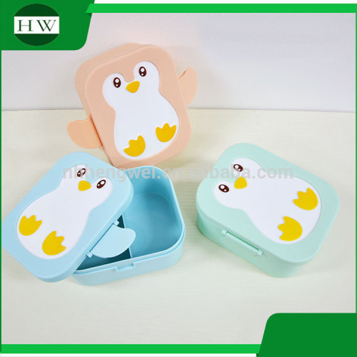 plastic cartoon penguin single wall microwavable food packing tiffin bento canteen mess tin lunch box lunchbox with lock