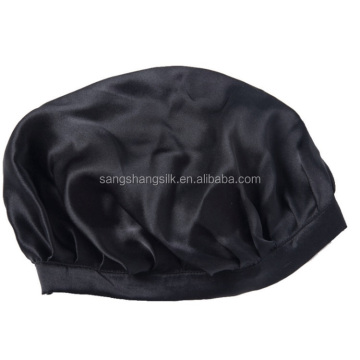 Elastic Silk Bonnet 100% Pure Silk Black Cap