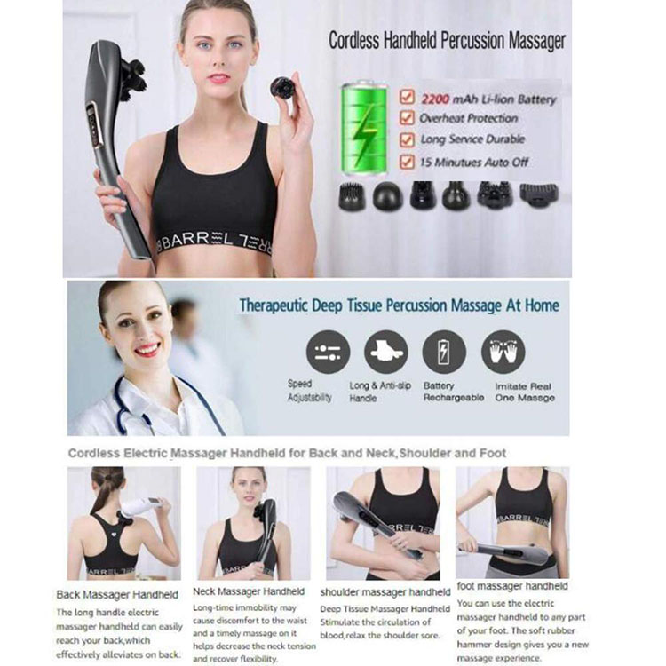 "Rechargeable Hand Held Deep Tissue Infrared Massage Hammer for Muscles Back Foot Neck Shoulder Leg Calf Pain Relief"