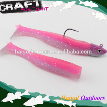 Boat fishing lure with jig head--wired worm hook soft shad soft lure