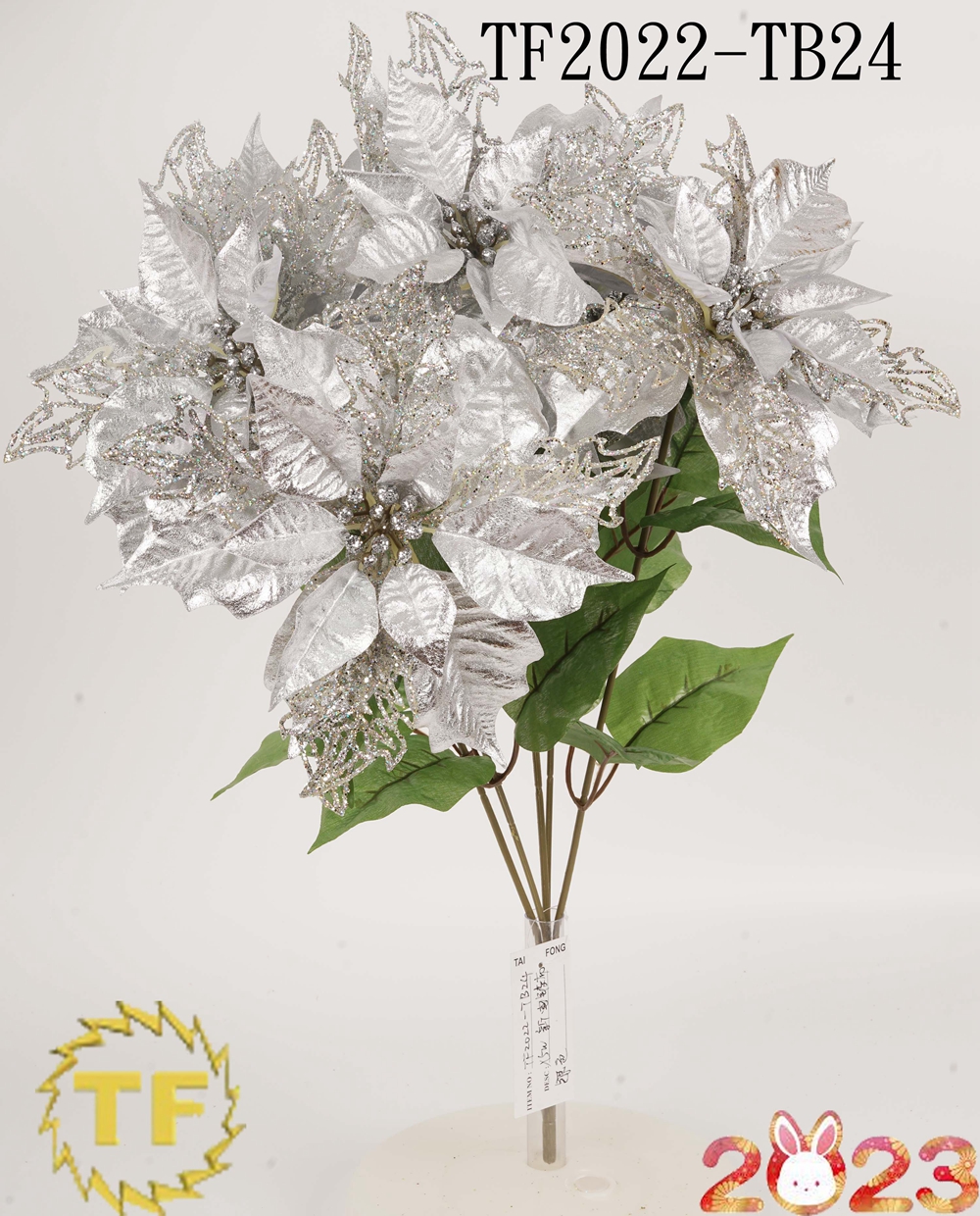 22" Silver metallic glitter spiked bush