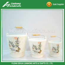 Garden decorative handmade handle creamic flower basket