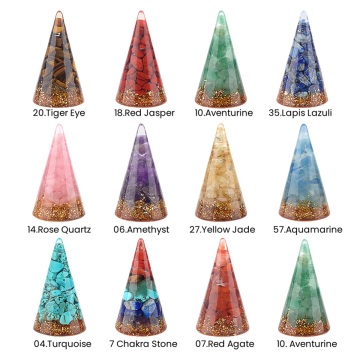 Gemstone Chip Stone Resin Ring Holder Tower Display Set for Engagement Wedding Tapered Holder for Nightstands,Bathroom