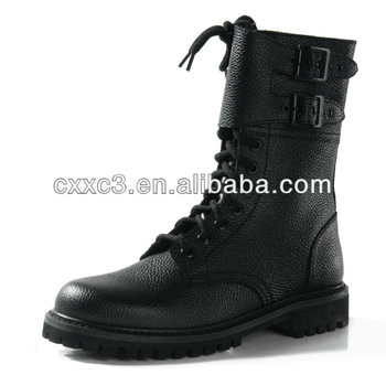 Breathable Black Leather Combat Boots