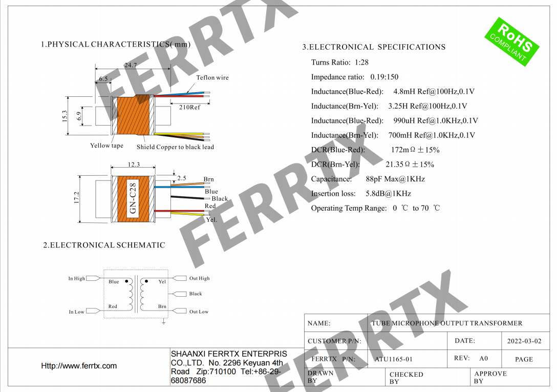 Transformadores de frecuencia de audio para micrófono Microphone Audio Frequency Transformers