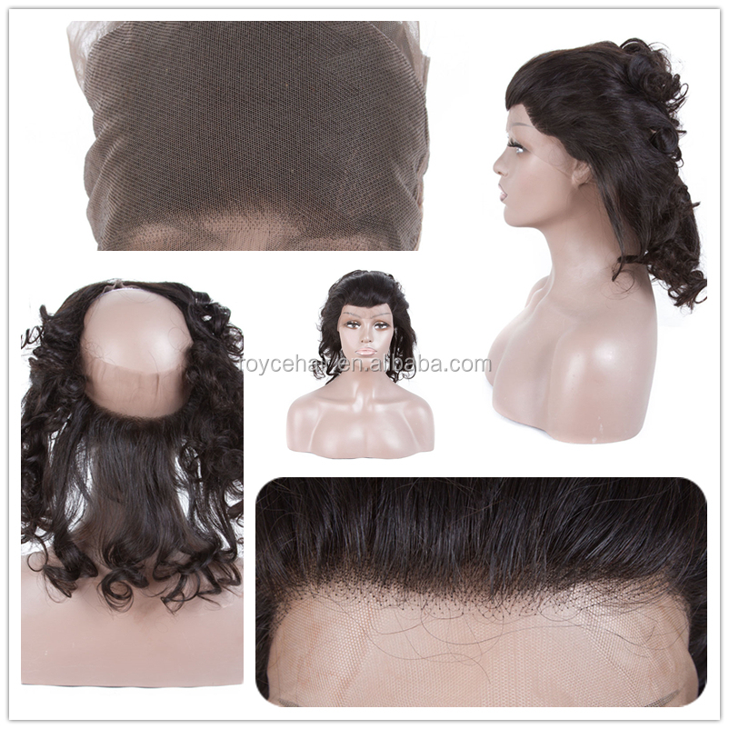 Indian Hair Brazilian 360 Degree Straight Front Full Swiss Lace Frontal Closure With Baby Hair