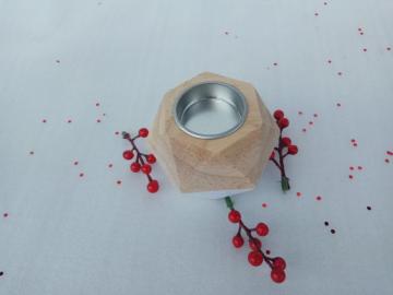 White Polygon Wooden Candle Holders Small Candlestick