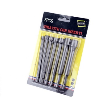 Extended Hexagonal Socket Wrench Set for Electric Screwdrivers and Self-Tapping Screws