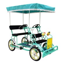 4 Wheel 4 Person Quad Bike Sightseeing Rental Bicycle for Park/ Tourist Attraction/ Family Travel Pedal Powered Surrey Bike