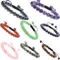 Natural Healing Power Gemstone Jewelry Crystal Bracelets Strands Beads Unisex Adjustable Macrame 8mm