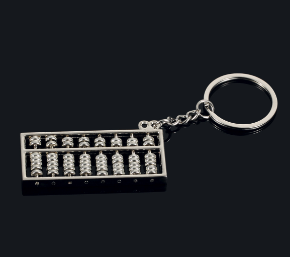 Wholesale Chinoiserie Metal Keychain Golden Silvery Abacus Keychain Car Pendant Promotion Gift