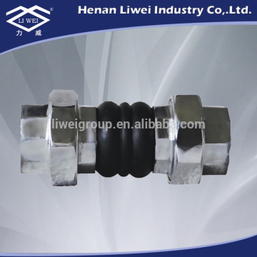 Dual arch threaded union type flexible rubber connector