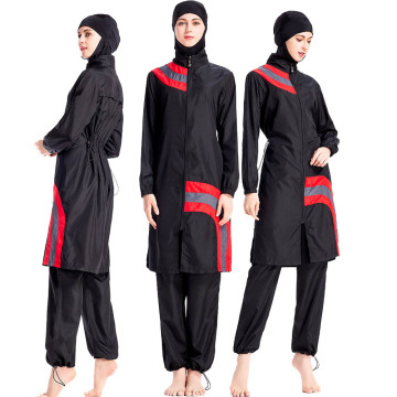 Conservative Zippered Split Waterproof Muslim Swimwear Set