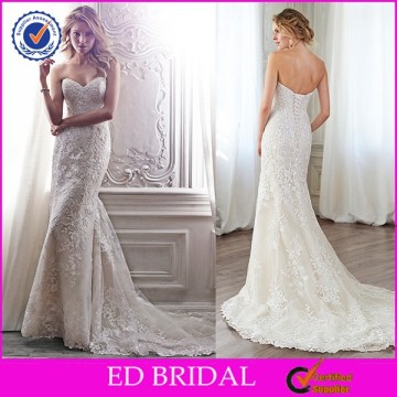 2015 Vintage Removable Cap Sleeve Mermaid Long Tail Lace Wedding Dresses