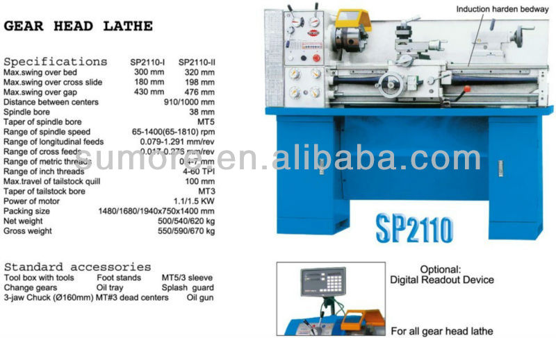 High speed lathe price sumore SP2110