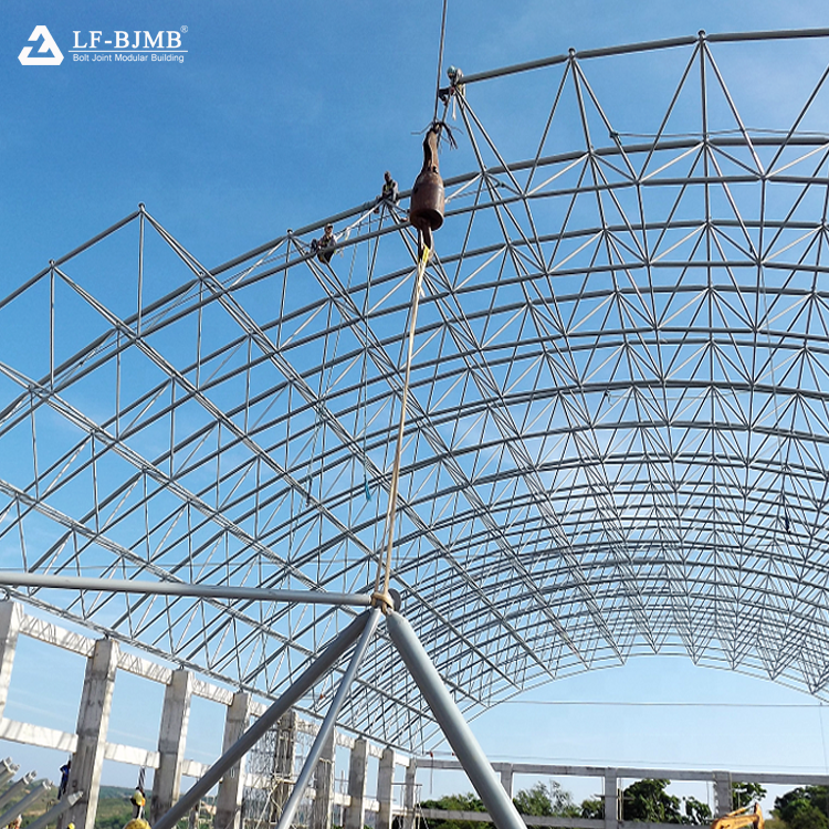 Large span structural roof cover coal storages shed steel space frame barrel coal bunker