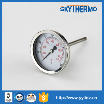 stainless steel industrial bimetal thermometer