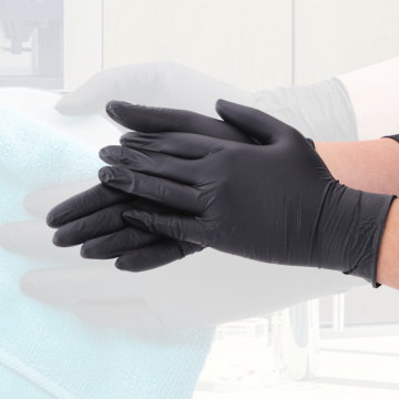 Průmyslové použití rukavic bez rukavic černého nitrilu