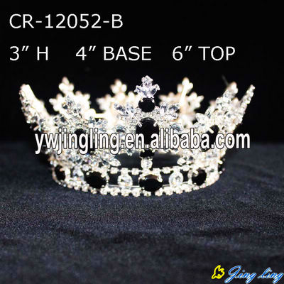 Black Rhinestone Boy Full Round Crowns