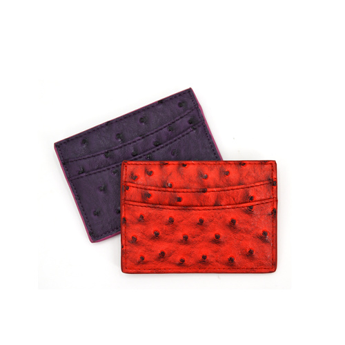 Custom Logo Real Ostrich Leather Card Wallet Holder