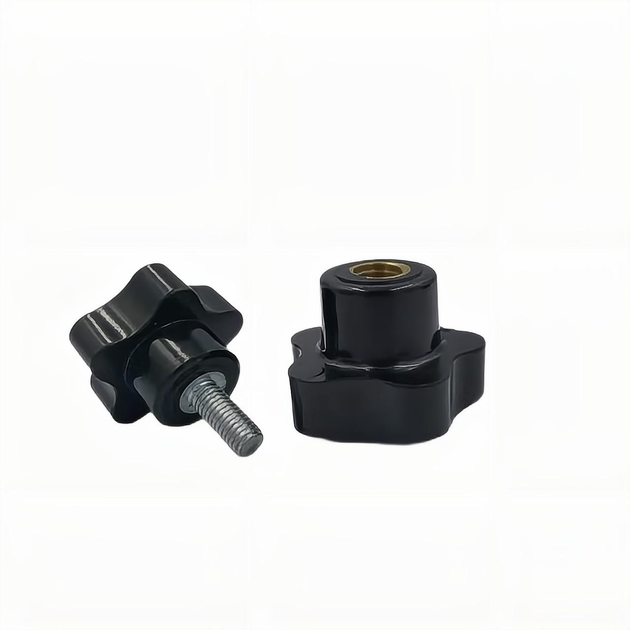 BT.100207 Hot sales  insert brass nut plastic clamping  knurled cabinet fastening handle Bakelite  star lobe handle  Knob