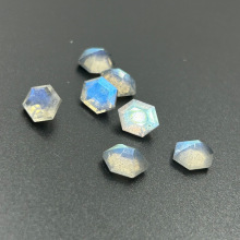 Natural blue moonstone long hexagonal loose stone