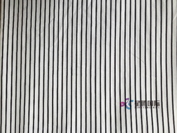 Black Stripe 100% Rayon Fabric