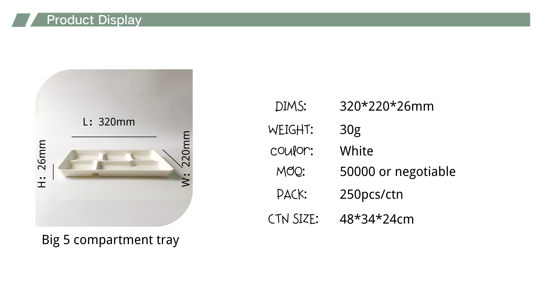 5 compartment bagasse trays