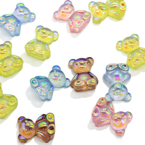 3D AB Colorful Gummy Bear Resin Cabochon Flatback Animal Bright Bear Charms for DIY Home Craft Earring Pendants Jewelry Making