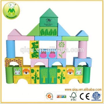 Wood educational toys alphanumeric building blocks