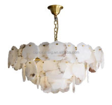 Modern Luxury Round Industrial Alabaster Chandelier