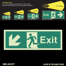 Glow In the dark safety sign Custom Exit Signs Fire Exit direction sign board