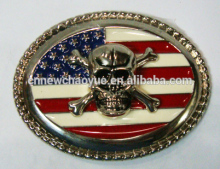 custom embossed belt buckle with skull