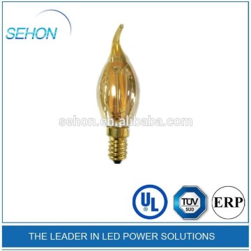 120volt led filament bulb c35 candle bulbs with tail amber glass lamp e12 flame tip 2w/4w 2700k ul