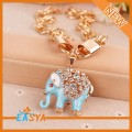Exquisita moda elefante colgante collares con diamantes de imitación y de la galjanoplastia