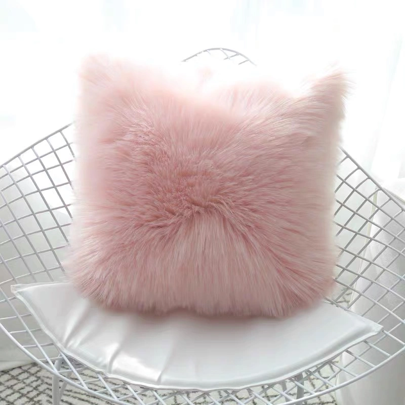 Faux Fur Throw Pillow Case Cushion Cover for Sofa Bedroom