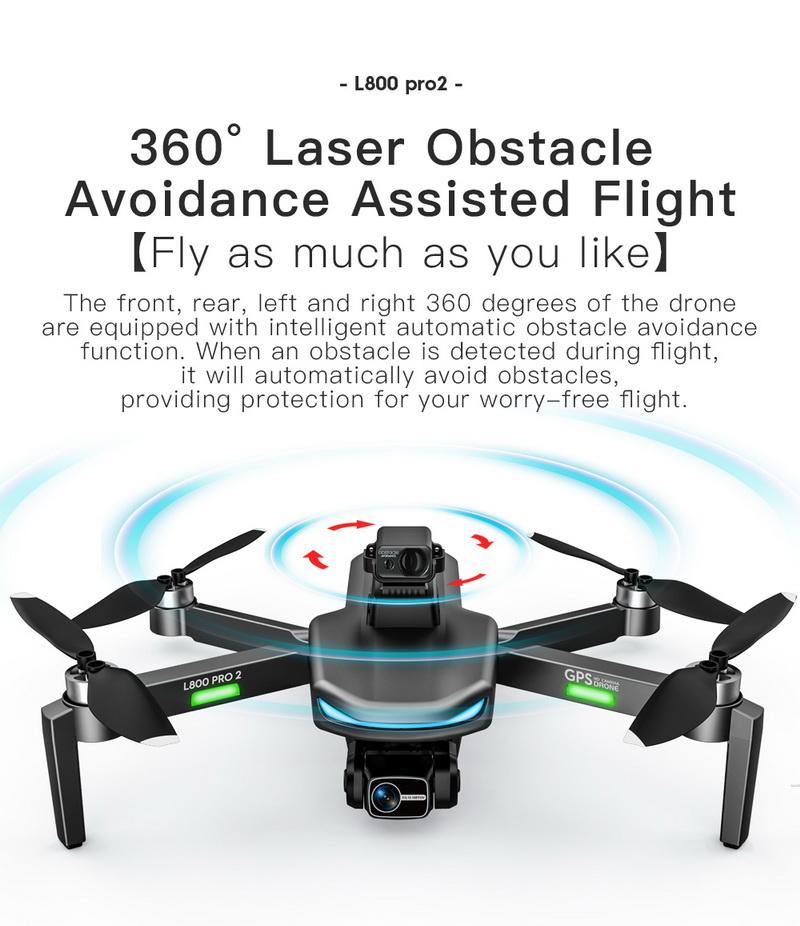 L800 PRO2 360 Laser Obstacle Avoidance Three Axis Gimbal Brushless GPS HD Aerial Photography Folding Quadcopter